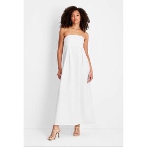Future Collective Jenee Naylor Strapless White Column Maxi Dress Size 4 NWT